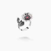 Серебряное кольцо Калачики Granat