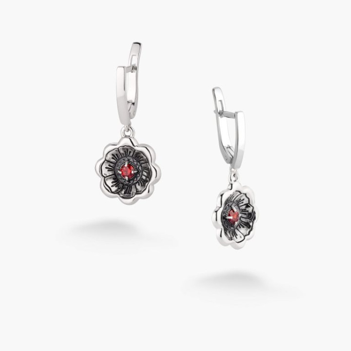Серебряные Серьги Калачик Granat