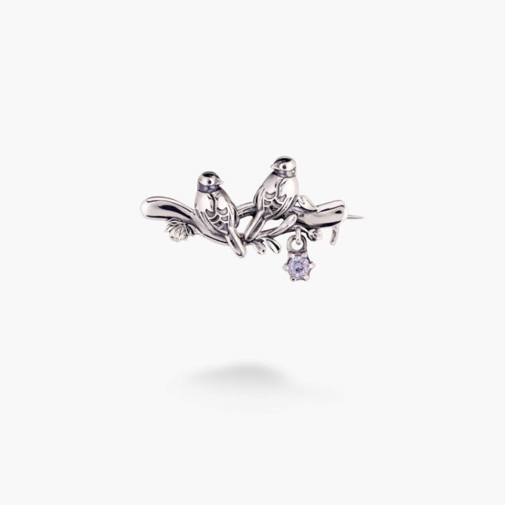 Серебряная Брошь Соловейко Lavender