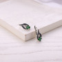 Серебряные Серьги Листочек Вербочки Emerald  - фото 3