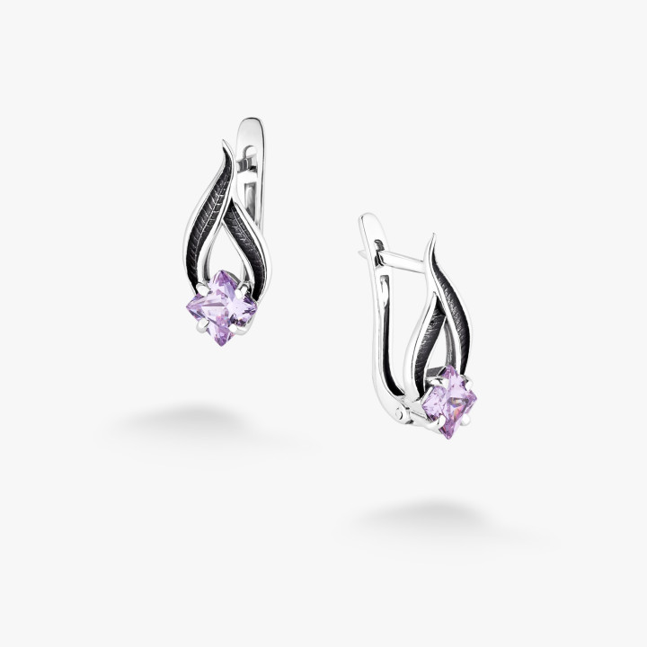 Серебряные Серьги Листочек Вербочки Lavender