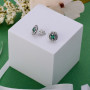 Серебряные Пусеты Подсолнух Emerald Zirkon  - фото 2