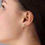 Серебряные Пусеты Подсолнух Лаванда Позолотой Цирконий  - фото 4