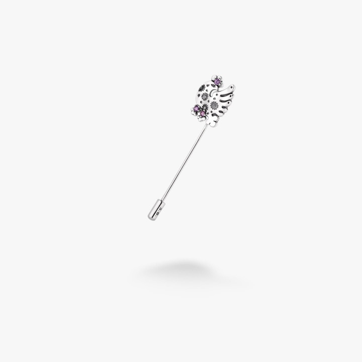 Серебряная Брошь-иголка Дывоптах Аметист