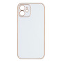 Чехол Leather Gold with Frame without Logo для iPhone 12 Белый - фото 4
