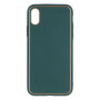 Чехол Leather Gold with Frame without Logo для iPhone X/Xs Темно-Зеленый - фото 4