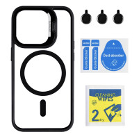 Чохол TPU+PC+Metal Stand Case with MagSafe and Camera Lenses для iPhone 15 Pro