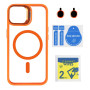 Чехол TPU+PC+Metal Stand Case with MagSafe and Camera Lenses для iPhone 16 Pro Max Оранжевый - фото 7