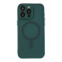 Чехол TPU+PC Magnetic Matte Camera Lens with Magsafe для iPhone 15 Pro Max Темно-Зеленый - фото 4