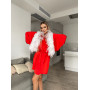Халат Noelia кімоно з пір'ям червоний  - фото 5