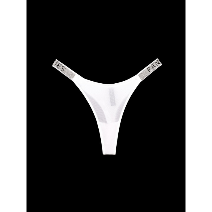 Трусики стрінги зі стразами білі Panties арт.1019